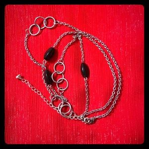 Silver and black stone necklace